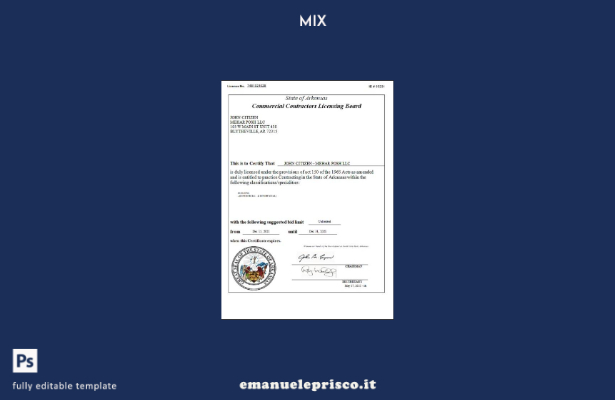Modello di licenza per appaltatori commerciali USA Arkansas stile verificato